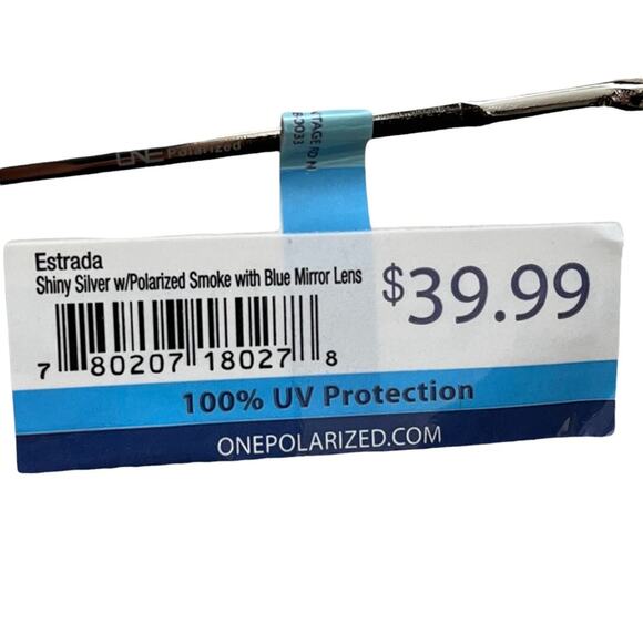 Estrada Shiny Silver Polarized Sunglasses with Blue Mirror Lenses - OnePolarized - Picture 6 of 7